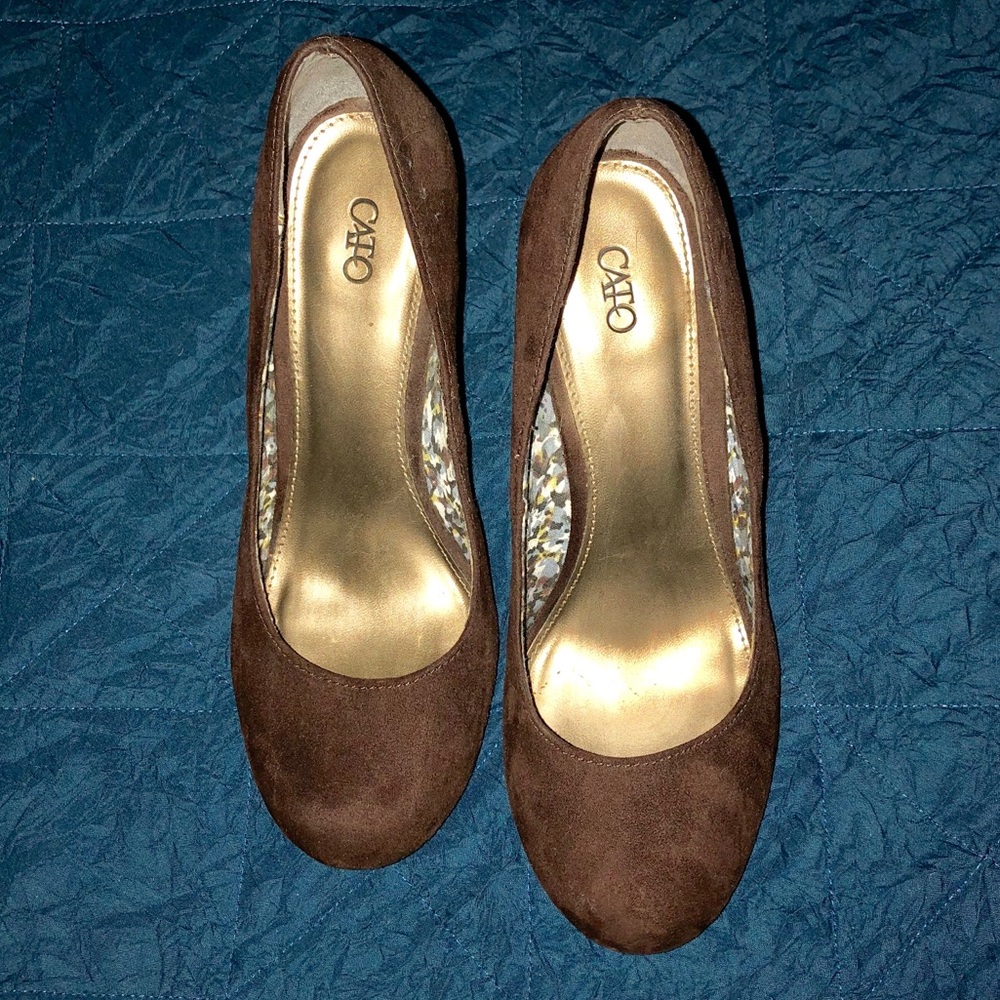 Cato : Brown Suede 4” Wedges / Heels - Size 7